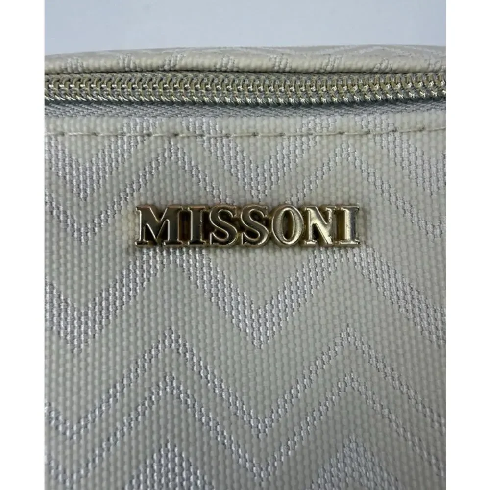 Missoni for Delta Beige Zigzag Zip Makeup Bag Pouch 8x5x2 in